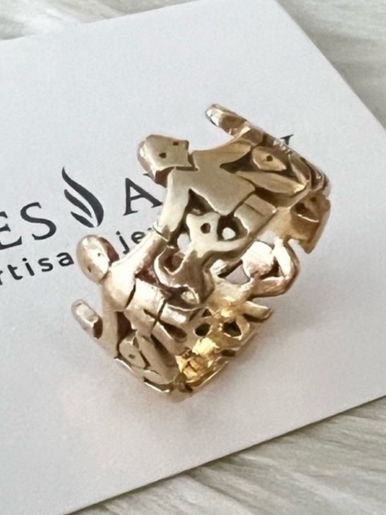 James Avery Jewelry - James Avery 14k gold paper dolls boys girls holding hands wide band retired
